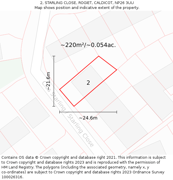 2, STARLING CLOSE, ROGIET, CALDICOT, NP26 3UU: Plot and title map