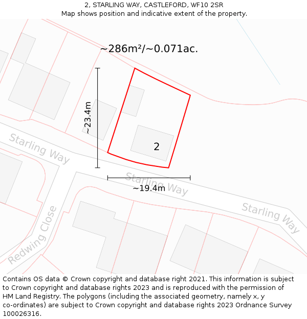 2, STARLING WAY, CASTLEFORD, WF10 2SR: Plot and title map