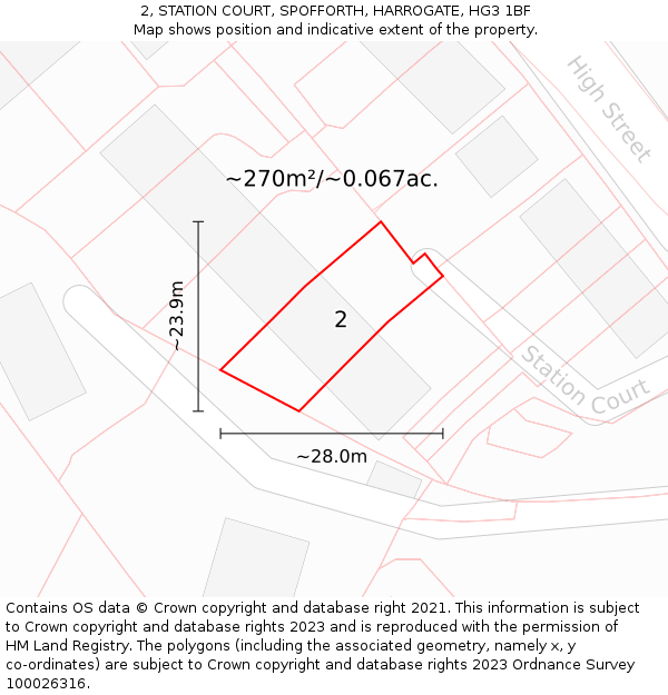 2, STATION COURT, SPOFFORTH, HARROGATE, HG3 1BF: Plot and title map
