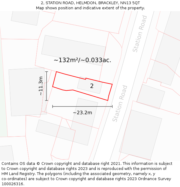 2, STATION ROAD, HELMDON, BRACKLEY, NN13 5QT: Plot and title map
