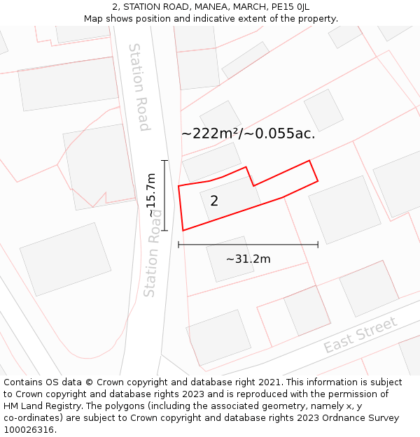 2, STATION ROAD, MANEA, MARCH, PE15 0JL: Plot and title map