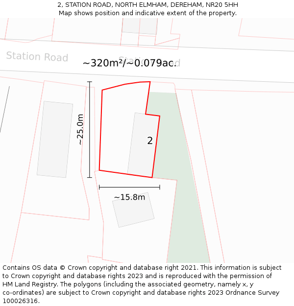 2, STATION ROAD, NORTH ELMHAM, DEREHAM, NR20 5HH: Plot and title map