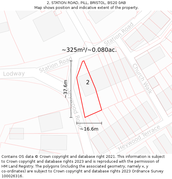 2, STATION ROAD, PILL, BRISTOL, BS20 0AB: Plot and title map
