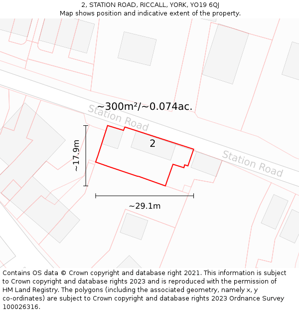 2, STATION ROAD, RICCALL, YORK, YO19 6QJ: Plot and title map