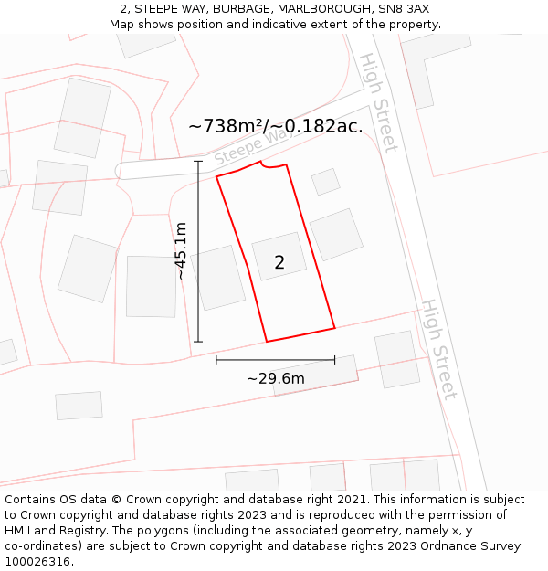 2, STEEPE WAY, BURBAGE, MARLBOROUGH, SN8 3AX: Plot and title map