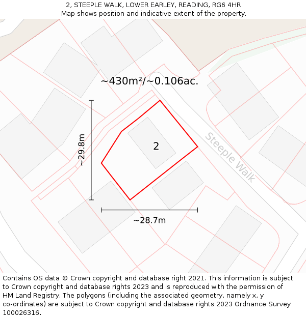 2, STEEPLE WALK, LOWER EARLEY, READING, RG6 4HR: Plot and title map