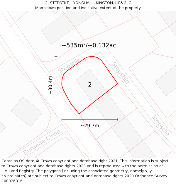 2, STEPSTILE, LYONSHALL, KINGTON, HR5 3LG: Plot and title map