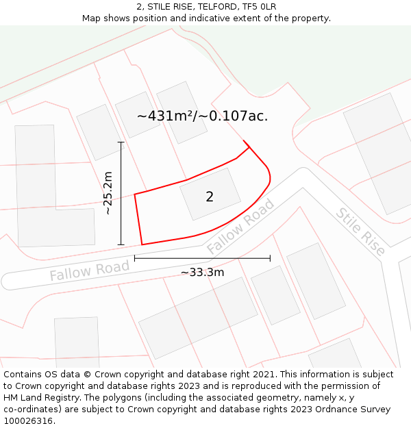 2, STILE RISE, TELFORD, TF5 0LR: Plot and title map