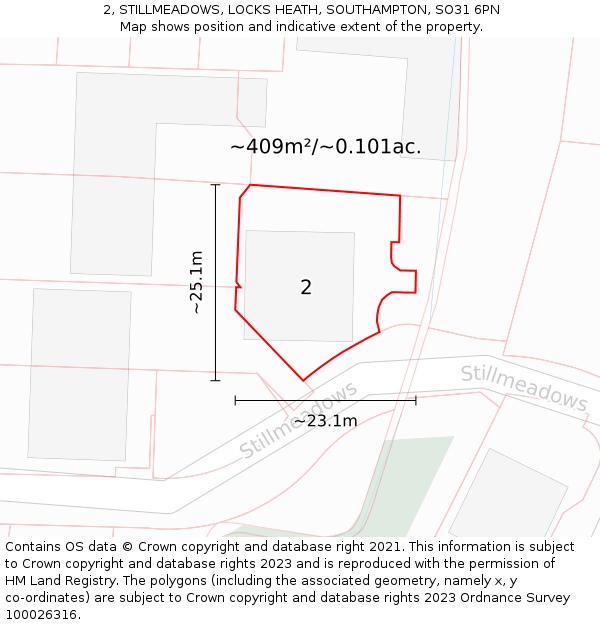 2, STILLMEADOWS, LOCKS HEATH, SOUTHAMPTON, SO31 6PN: Plot and title map