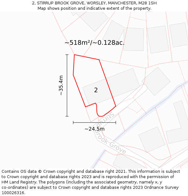2, STIRRUP BROOK GROVE, WORSLEY, MANCHESTER, M28 1SH: Plot and title map