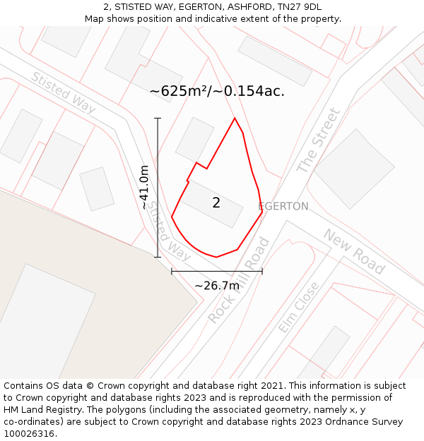 2, STISTED WAY, EGERTON, ASHFORD, TN27 9DL: Plot and title map