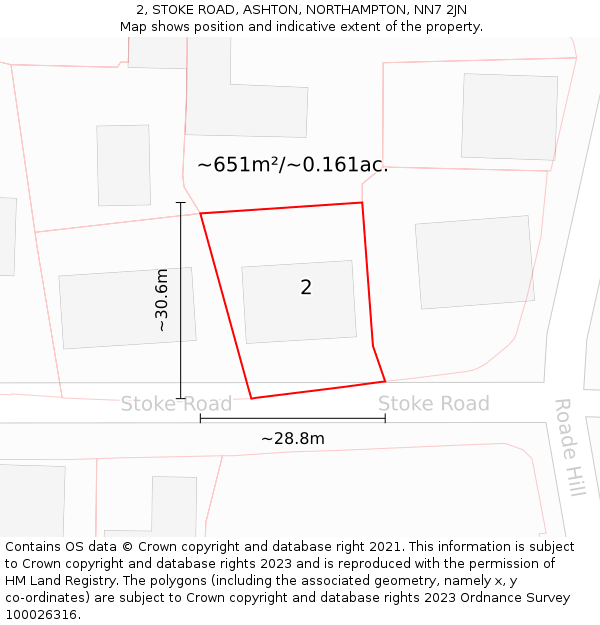 2, STOKE ROAD, ASHTON, NORTHAMPTON, NN7 2JN: Plot and title map