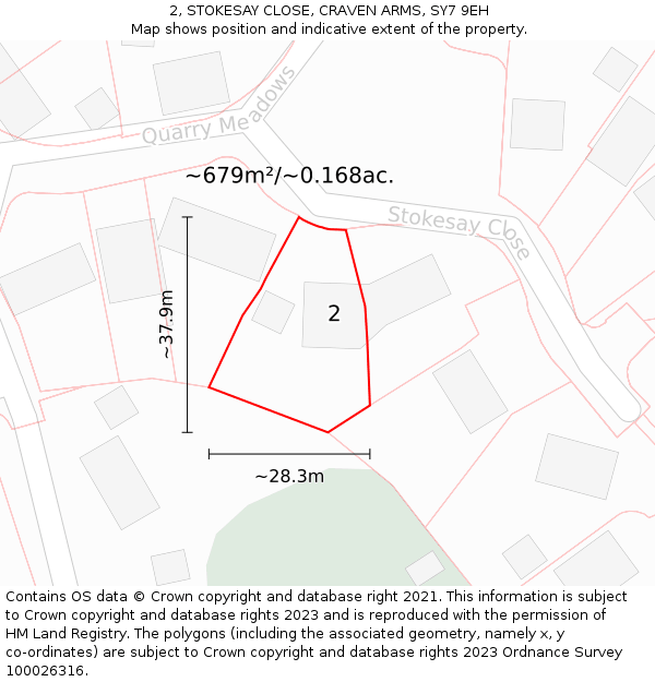 2, STOKESAY CLOSE, CRAVEN ARMS, SY7 9EH: Plot and title map