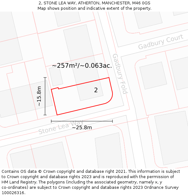 2, STONE LEA WAY, ATHERTON, MANCHESTER, M46 0GS: Plot and title map