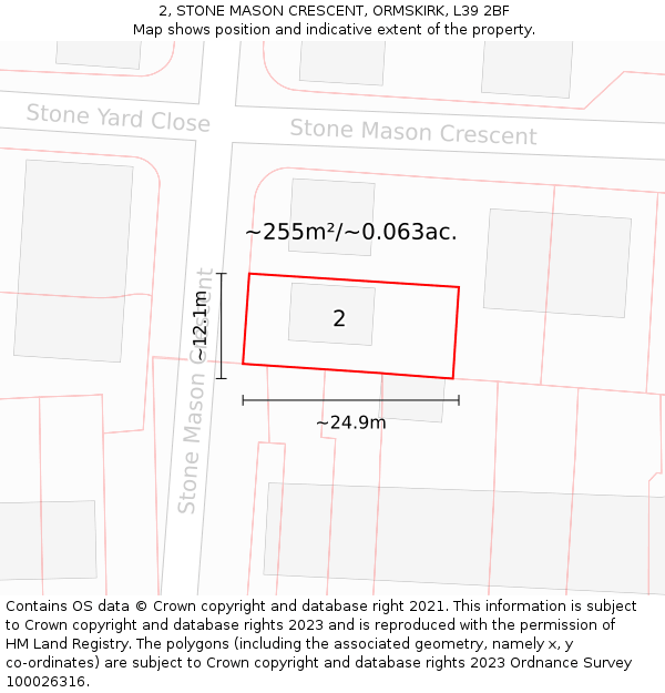 2, STONE MASON CRESCENT, ORMSKIRK, L39 2BF: Plot and title map