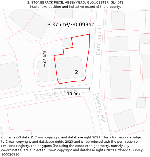 2, STONEBRACK PIECE, ABBEYMEAD, GLOUCESTER, GL4 5TE: Plot and title map