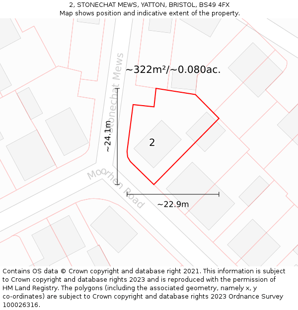 2, STONECHAT MEWS, YATTON, BRISTOL, BS49 4FX: Plot and title map