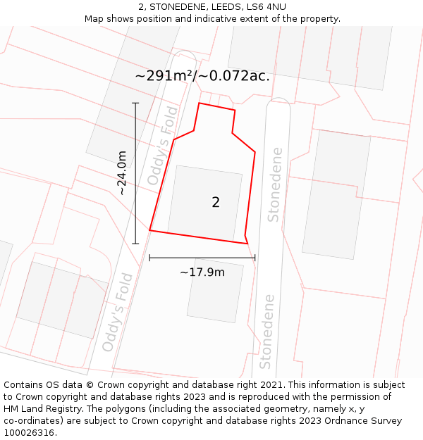 2, STONEDENE, LEEDS, LS6 4NU: Plot and title map