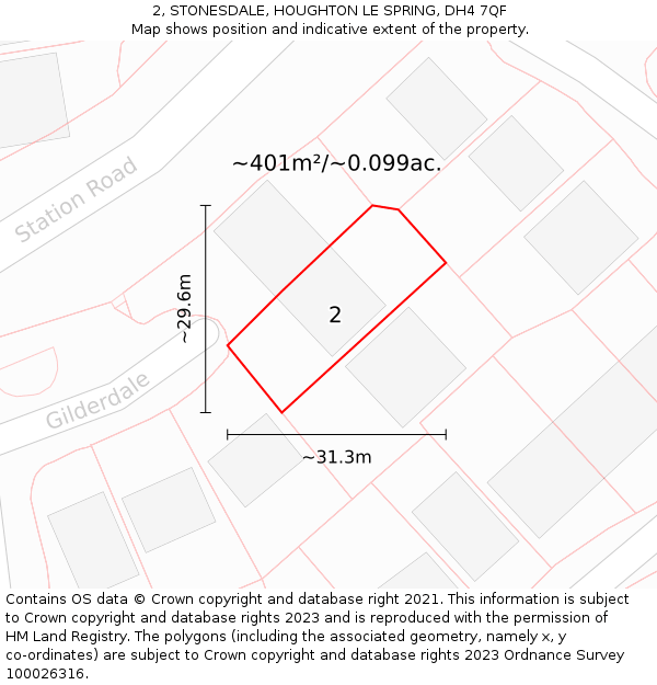 2, STONESDALE, HOUGHTON LE SPRING, DH4 7QF: Plot and title map
