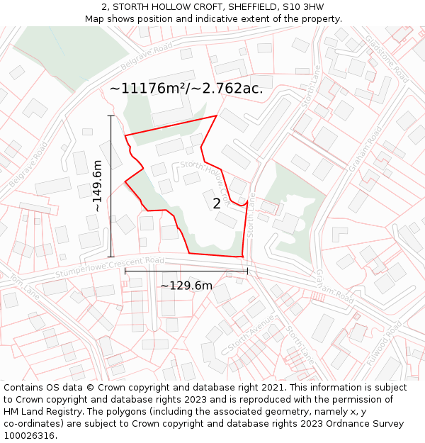 2, STORTH HOLLOW CROFT, SHEFFIELD, S10 3HW: Plot and title map