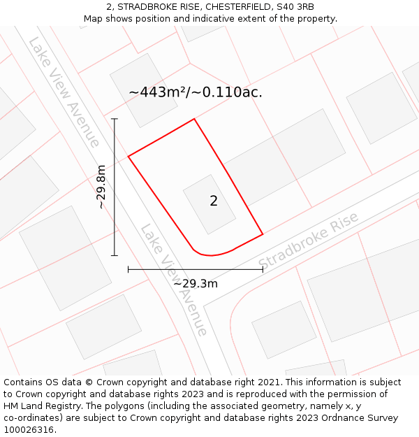 2, STRADBROKE RISE, CHESTERFIELD, S40 3RB: Plot and title map