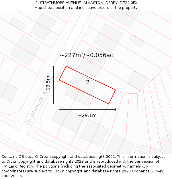 2, STRATHMORE AVENUE, ALVASTON, DERBY, DE24 0FX: Plot and title map