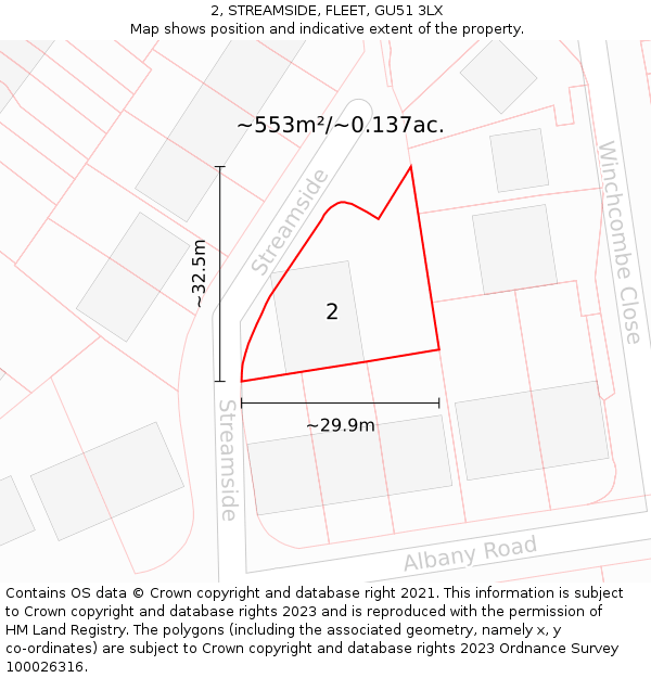 2, STREAMSIDE, FLEET, GU51 3LX: Plot and title map