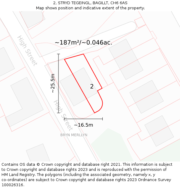 2, STRYD TEGEINGL, BAGILLT, CH6 6AS: Plot and title map