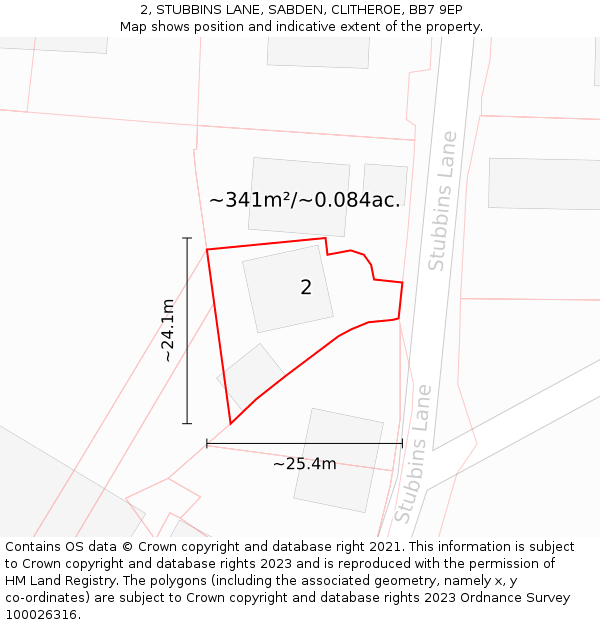 2, STUBBINS LANE, SABDEN, CLITHEROE, BB7 9EP: Plot and title map