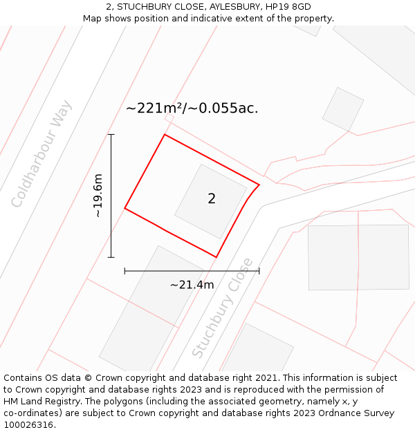 2, STUCHBURY CLOSE, AYLESBURY, HP19 8GD: Plot and title map