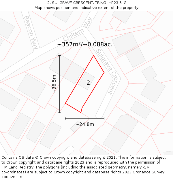 2, SULGRAVE CRESCENT, TRING, HP23 5LG: Plot and title map