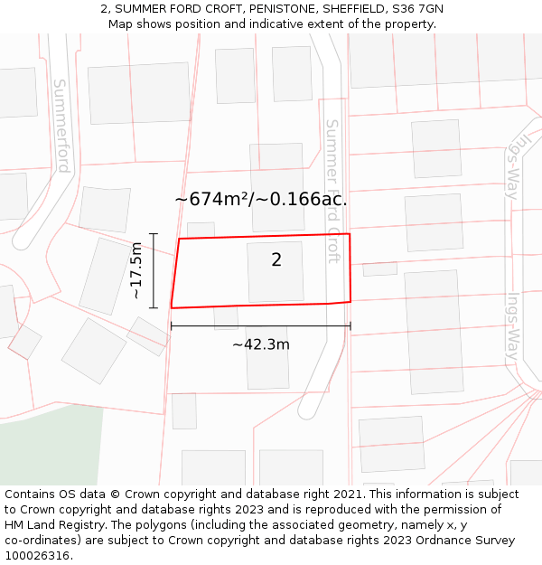 2, SUMMER FORD CROFT, PENISTONE, SHEFFIELD, S36 7GN: Plot and title map