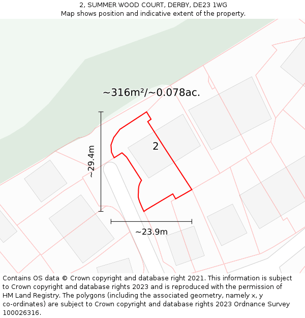 2, SUMMER WOOD COURT, DERBY, DE23 1WG: Plot and title map