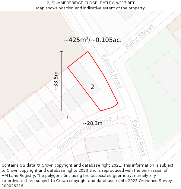 2, SUMMERBRIDGE CLOSE, BATLEY, WF17 8ET: Plot and title map