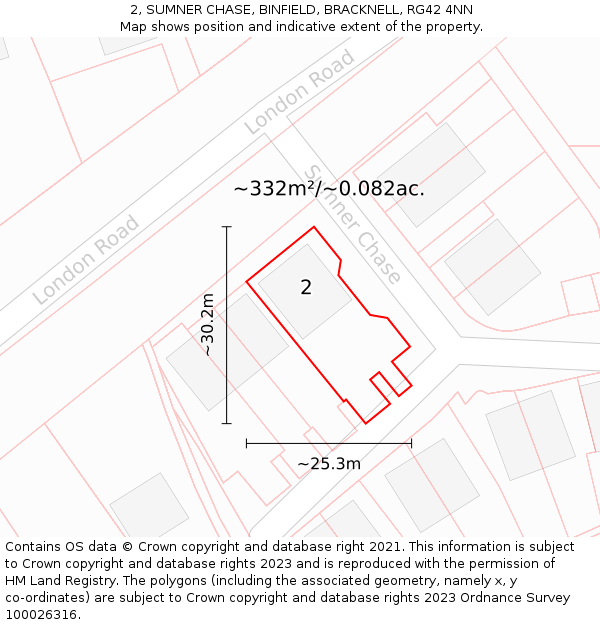 2, SUMNER CHASE, BINFIELD, BRACKNELL, RG42 4NN: Plot and title map
