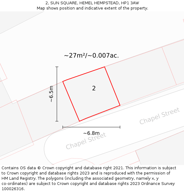 2, SUN SQUARE, HEMEL HEMPSTEAD, HP1 3AW: Plot and title map