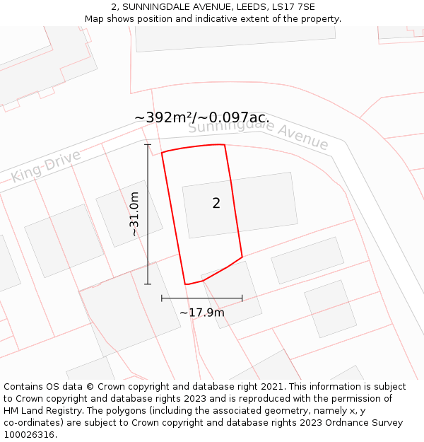 2, SUNNINGDALE AVENUE, LEEDS, LS17 7SE: Plot and title map