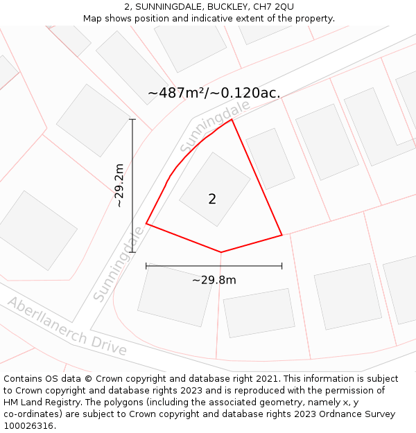 2, SUNNINGDALE, BUCKLEY, CH7 2QU: Plot and title map