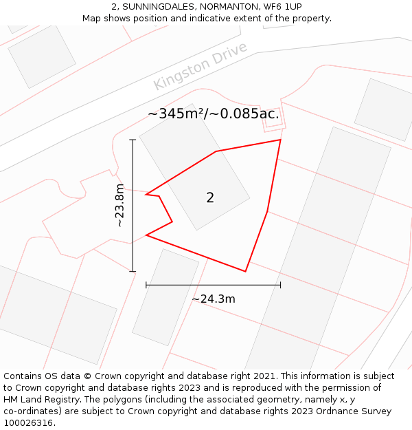 2, SUNNINGDALES, NORMANTON, WF6 1UP: Plot and title map