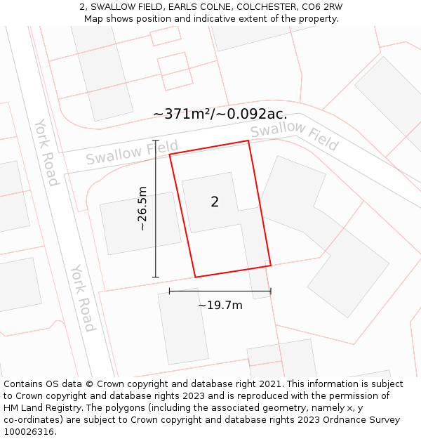 2, SWALLOW FIELD, EARLS COLNE, COLCHESTER, CO6 2RW: Plot and title map