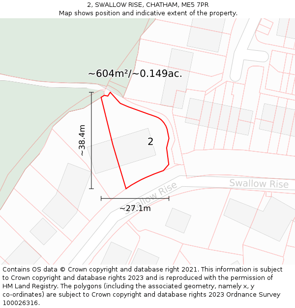 2, SWALLOW RISE, CHATHAM, ME5 7PR: Plot and title map