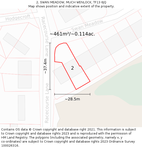 2, SWAN MEADOW, MUCH WENLOCK, TF13 6JQ: Plot and title map