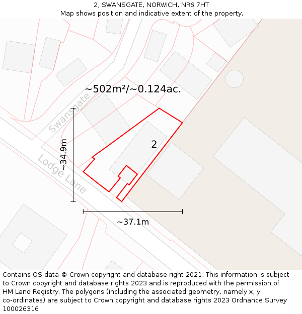 2, SWANSGATE, NORWICH, NR6 7HT: Plot and title map
