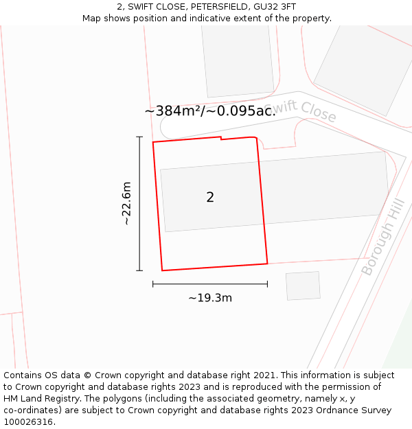 2, SWIFT CLOSE, PETERSFIELD, GU32 3FT: Plot and title map