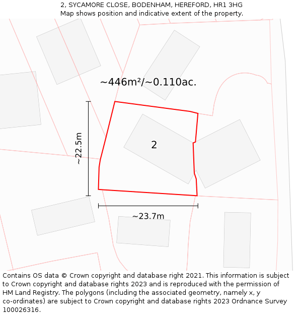 2, SYCAMORE CLOSE, BODENHAM, HEREFORD, HR1 3HG: Plot and title map
