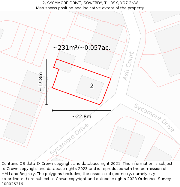 2, SYCAMORE DRIVE, SOWERBY, THIRSK, YO7 3NW: Plot and title map