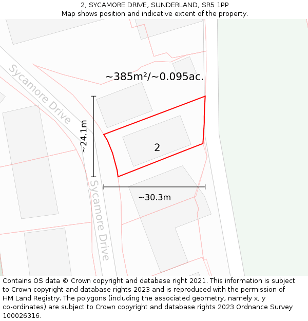 2, SYCAMORE DRIVE, SUNDERLAND, SR5 1PP: Plot and title map