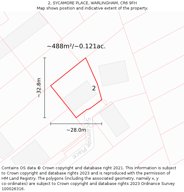 2, SYCAMORE PLACE, WARLINGHAM, CR6 9FH: Plot and title map