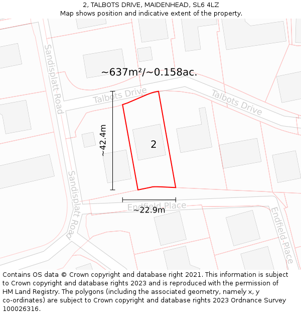 2, TALBOTS DRIVE, MAIDENHEAD, SL6 4LZ: Plot and title map