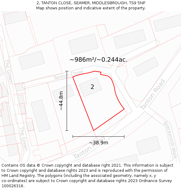 2, TANTON CLOSE, SEAMER, MIDDLESBROUGH, TS9 5NP: Plot and title map